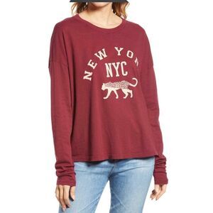 Treasure & Bond Women's Long Sleeve Graphic Tee‎ in Burgundy NYC XLarge MSRP $35